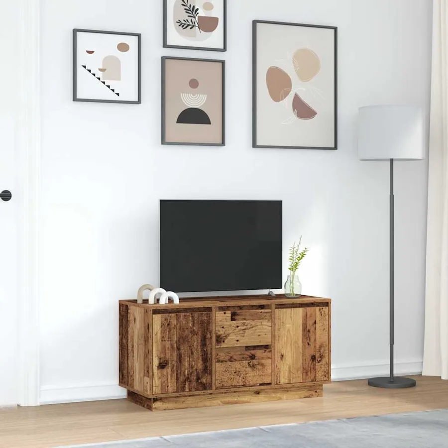 Meuble TV avec éclairage LED vieux bois 100x41x50 cm - 4