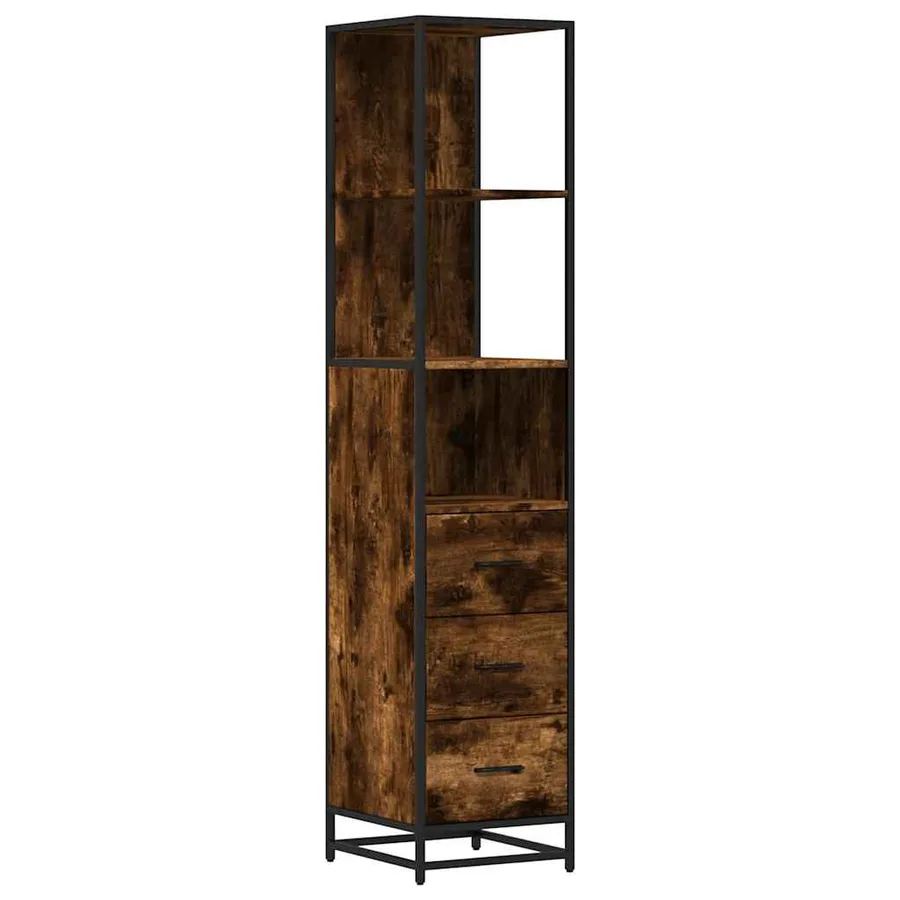 Armoire de salle de bain chêne fumé 35x37,5x166 cm - 2