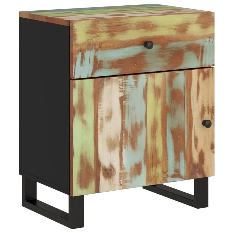Table de chevet 50x33x60cm Bois de récupération et d'ingénierie - 12