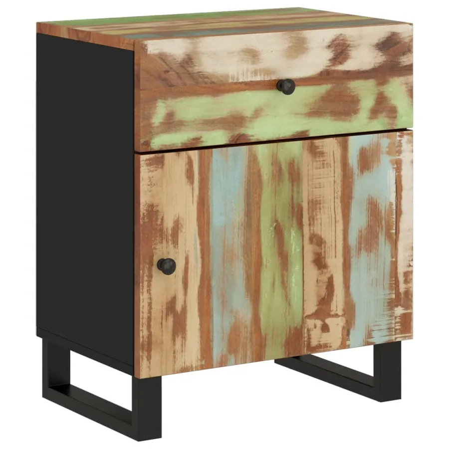 Table de chevet 50x33x60cm Bois de récupération et d'ingénierie - 14