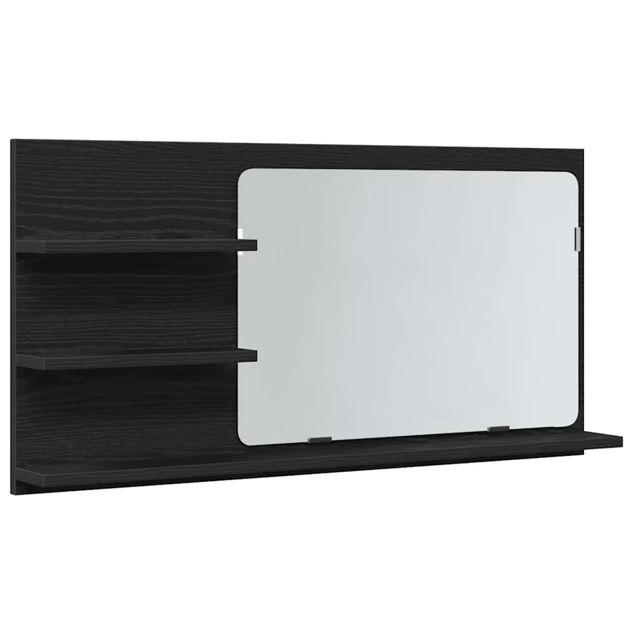Armoire de salle de bain avec miroir en chêne noir 90 x 11 x 45 cm Bois d'ingénierie - 2