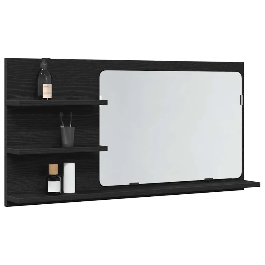 Armoire de salle de bain avec miroir en chêne noir 90 x 11 x 45 cm Bois d'ingénierie - 4