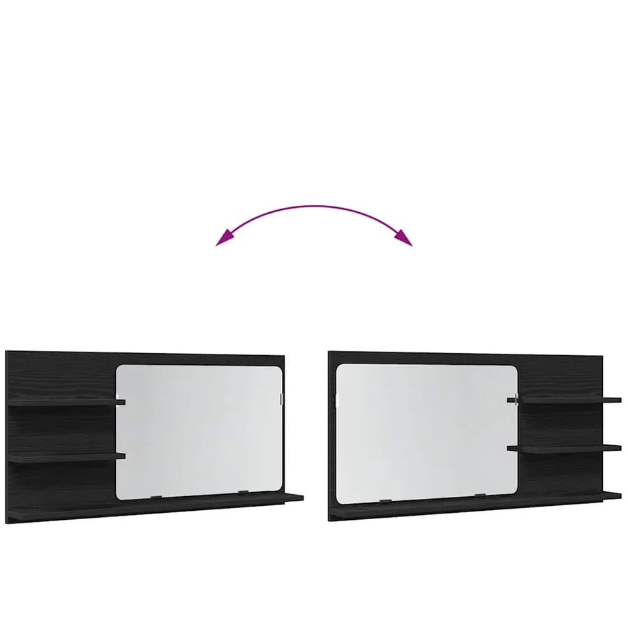 Armoire de salle de bain avec miroir en chêne noir 90 x 11 x 45 cm Bois d'ingénierie - 8