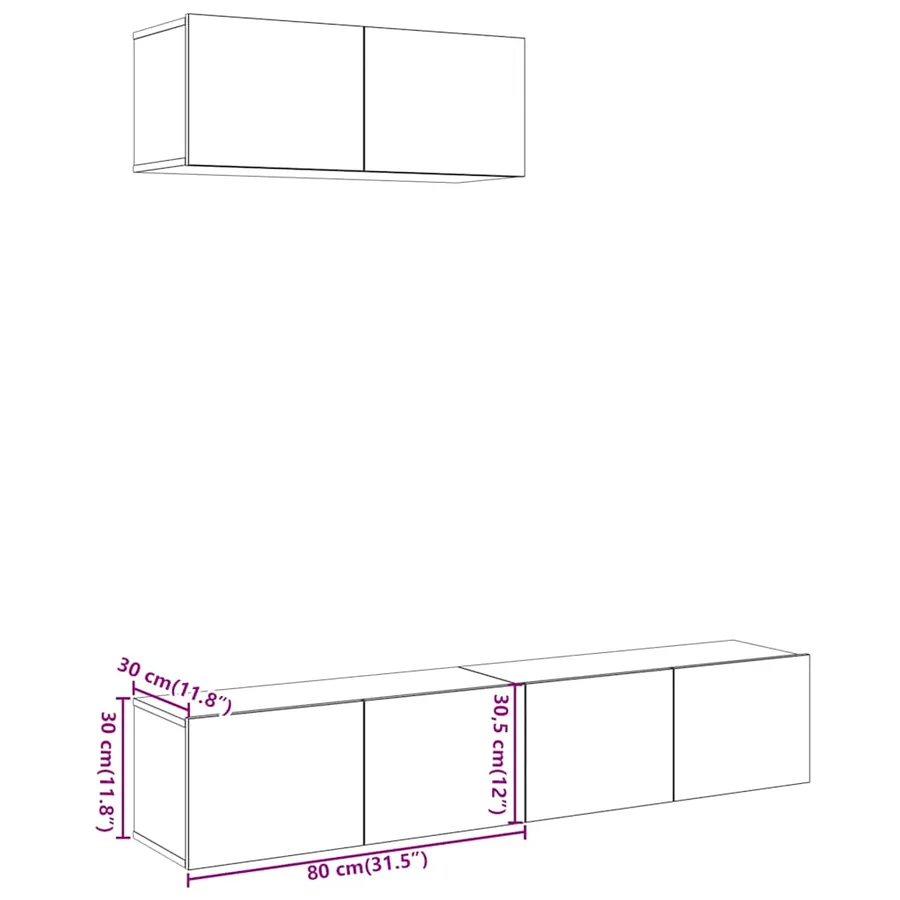 Ensemble de meuble TV mural 3 pcs vieux bois bois d'ingénierie - 7