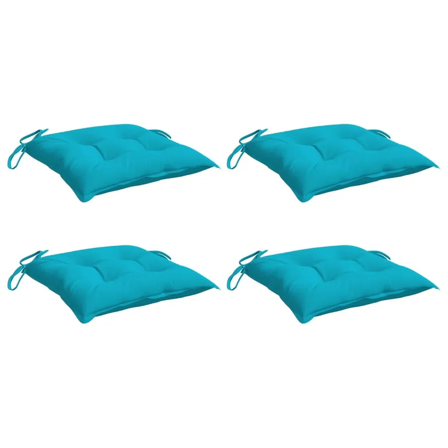 Coussins de chaise lot de 4 turquoise 40x40x7 cm tissu - 3