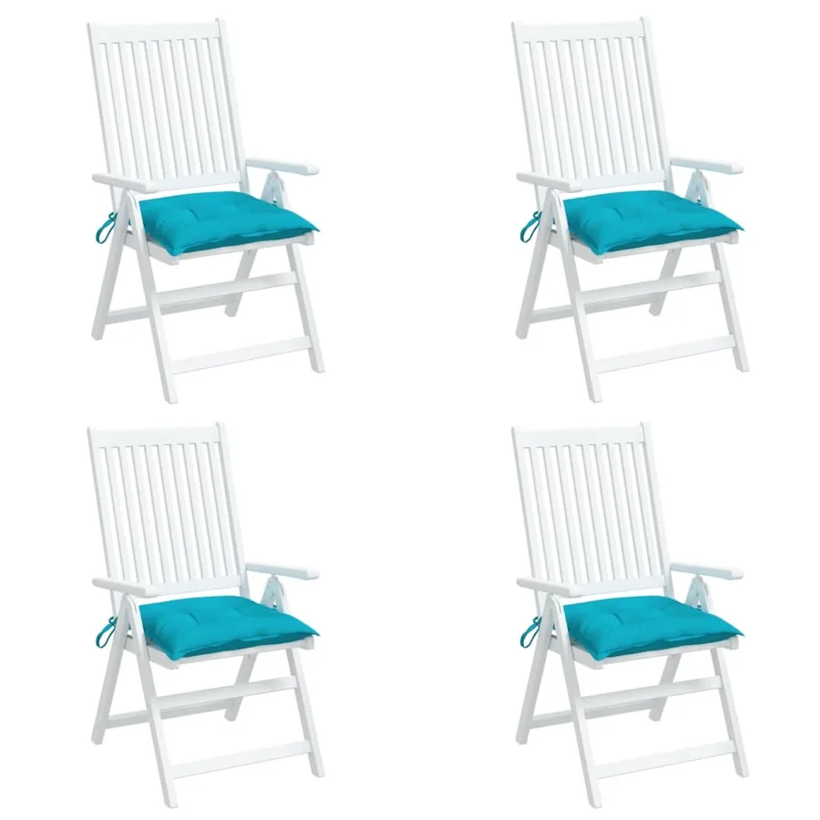 Coussins de chaise lot de 4 turquoise 40x40x7 cm tissu - 4