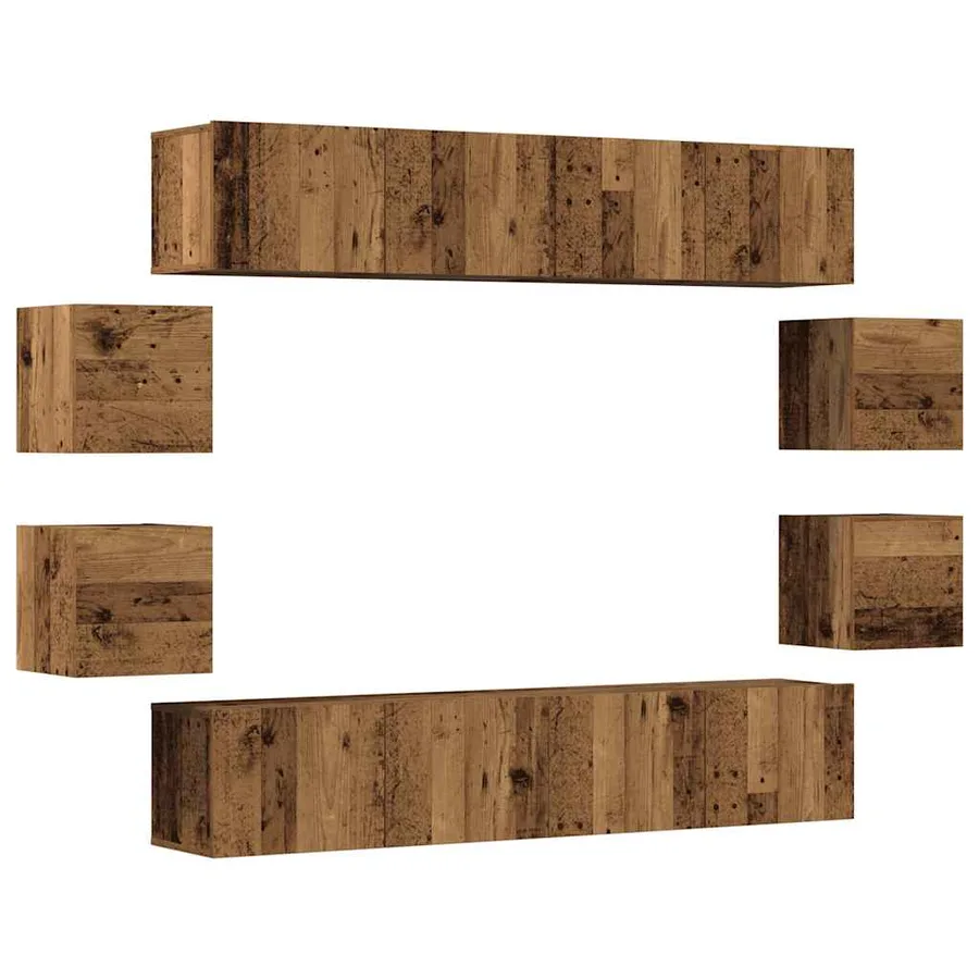 Ensemble de meuble TV mural 8 pcs vieux bois bois d'ingénierie - 2