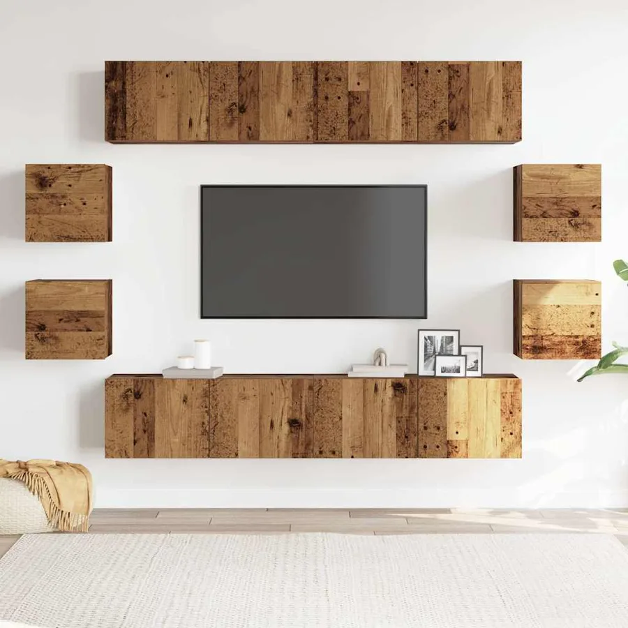 Ensemble de meuble TV mural 8 pcs vieux bois bois d'ingénierie - 3