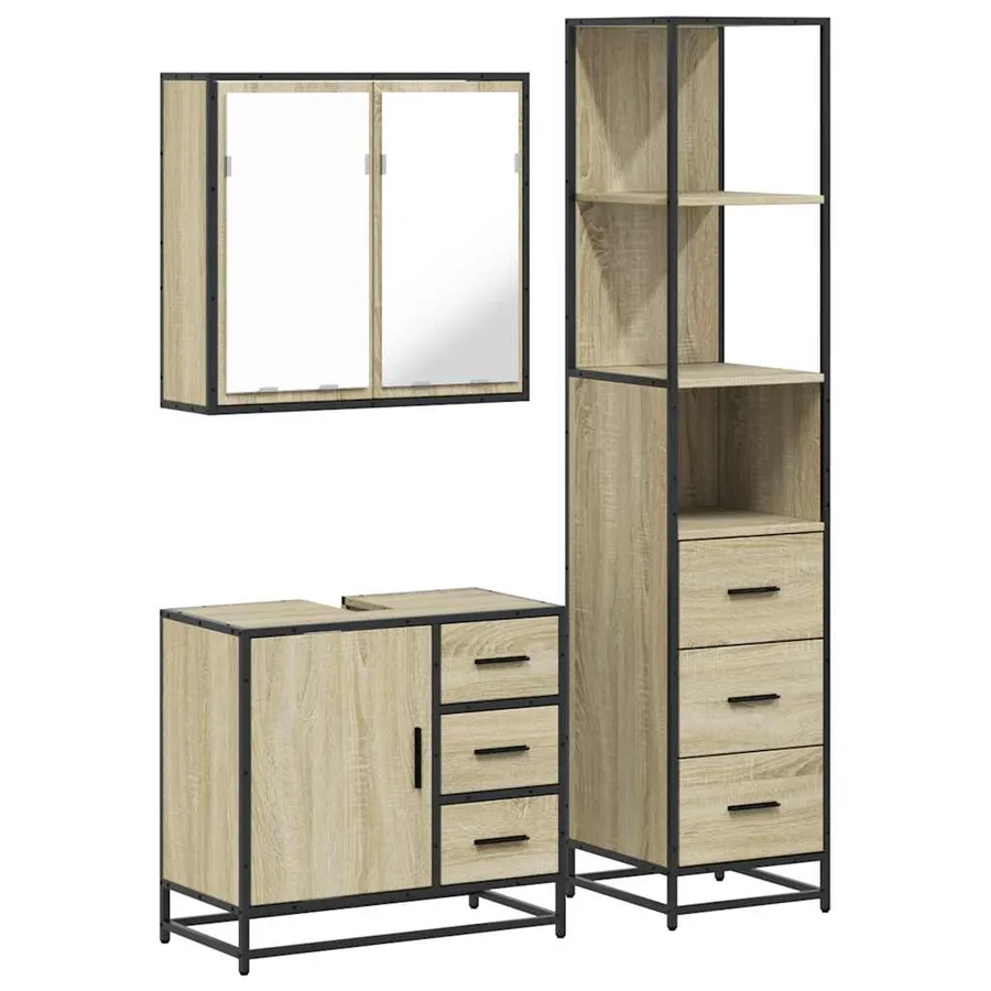 Ensemble de meubles de salle de bain 3 pcs chêne sonoma - 2