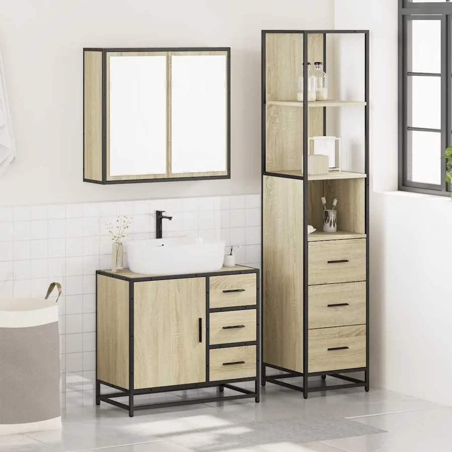 Ensemble de meubles de salle de bain 3 pcs chêne sonoma - 3