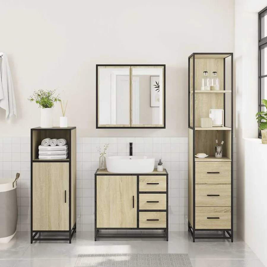 Ensemble de meubles de salle de bain 3 pcs chêne sonoma - 4