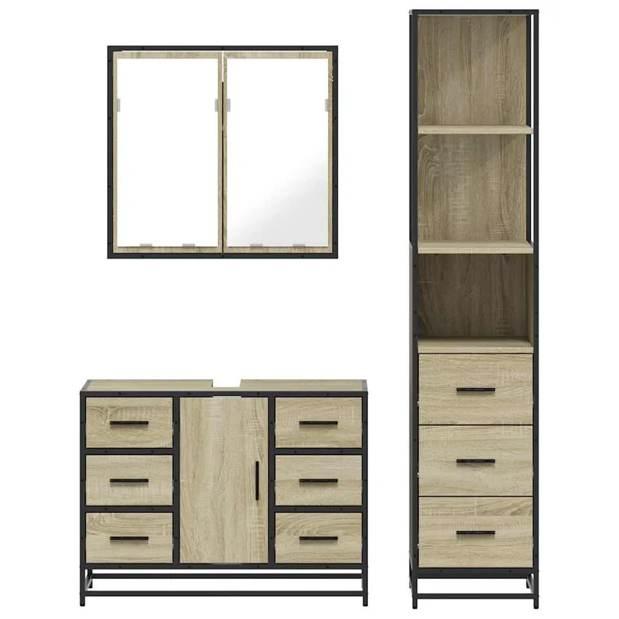 Ensemble de meubles de salle de bain 3 pcs chêne sonoma - 5