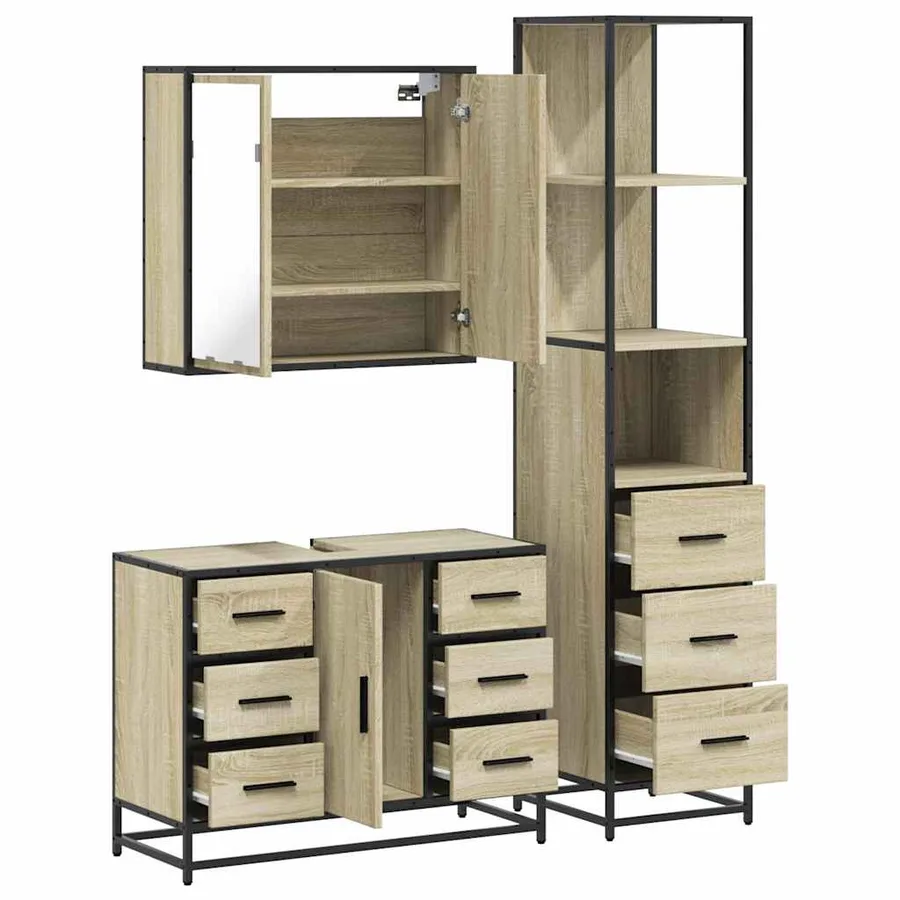Ensemble de meubles de salle de bain 3 pcs chêne sonoma - 8