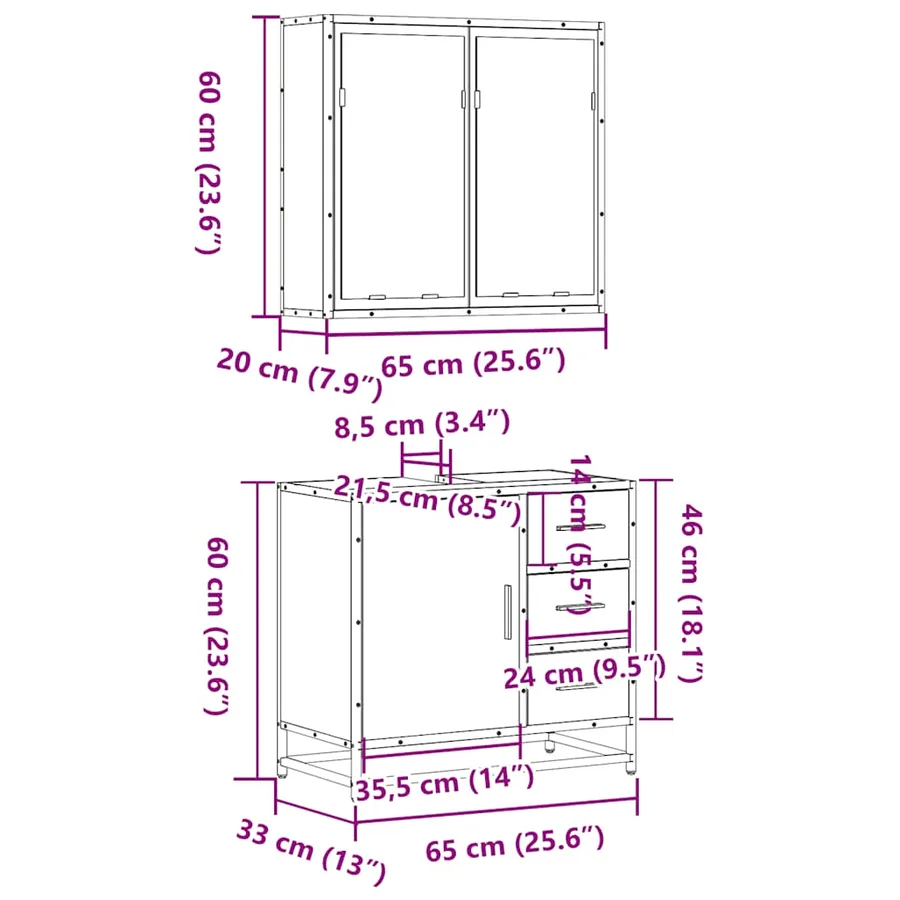Ensemble de meubles de salle de bain 2 pcs chêne sonoma - 11