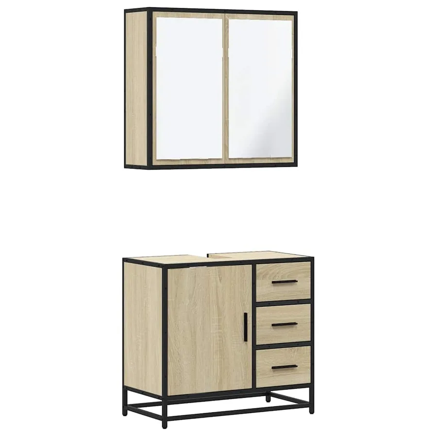 Ensemble de meubles de salle de bain 2 pcs chêne sonoma - 2