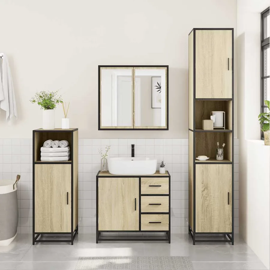 Ensemble de meubles de salle de bain 2 pcs chêne sonoma - 4