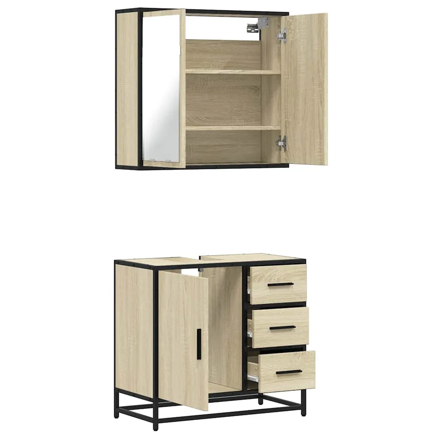 Ensemble de meubles de salle de bain 2 pcs chêne sonoma - 8