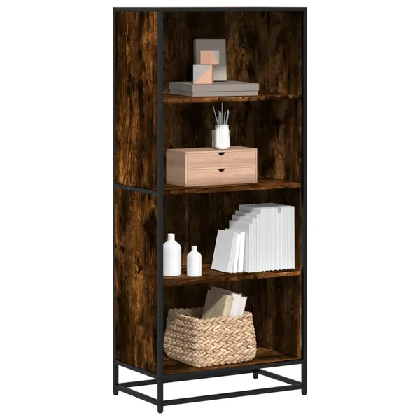 Bibliothèque chêne fumé 60x35x139 cm bois d'ingénierie