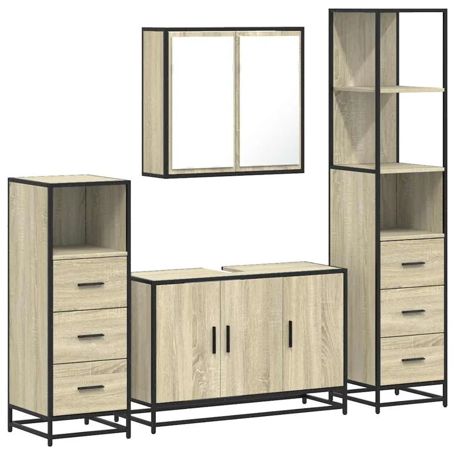 Ensemble de meubles de salle de bain 4 pcs chêne sonoma - 2
