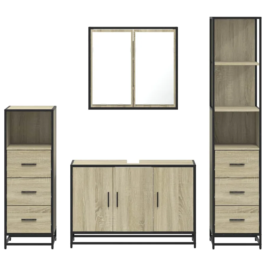 Ensemble de meubles de salle de bain 4 pcs chêne sonoma - 5