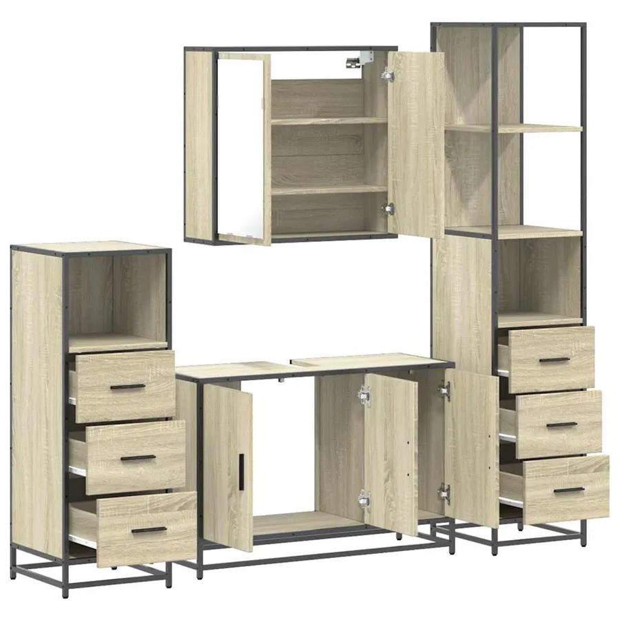 Ensemble de meubles de salle de bain 4 pcs chêne sonoma - 6