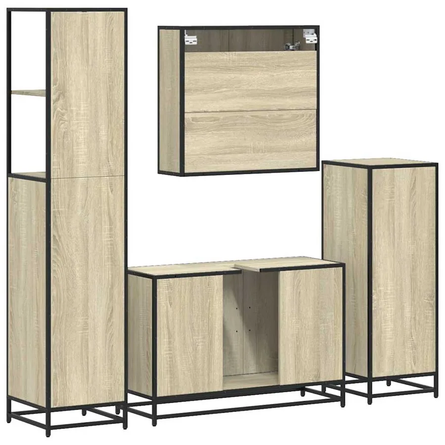 Ensemble de meubles de salle de bain 4 pcs chêne sonoma - 8