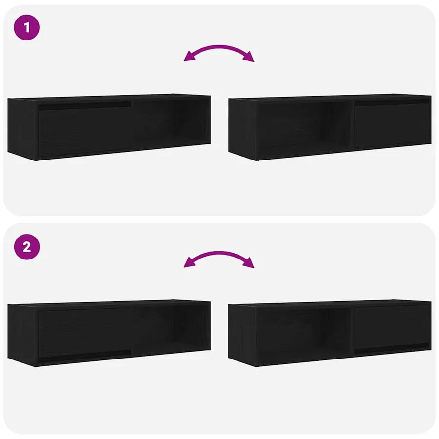 Meuble TV 2 pcs chêne noir 100x31x25,5 cm bois d'ingénierie - 10