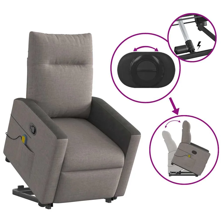 Fauteuil inclinable de massage Taupe Tissu - 9