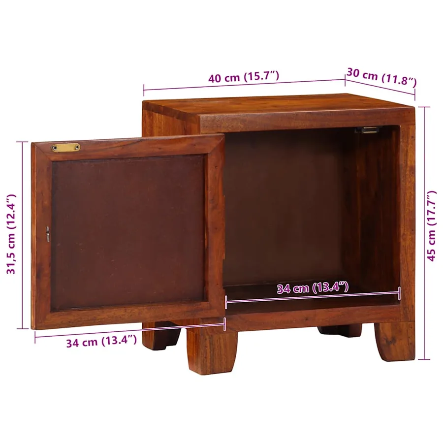 Table de chevet 40x30x45 cm bois d'acacia massif - 9