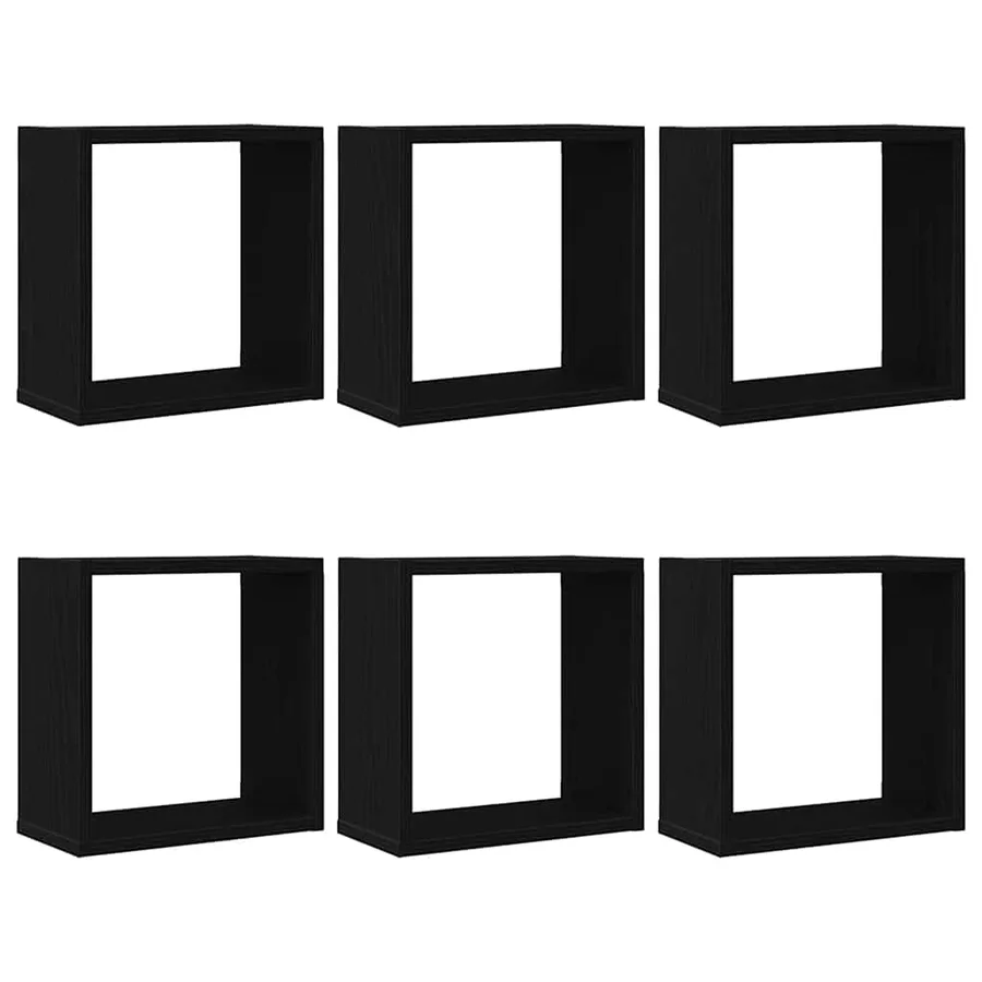 Étagères murales cubiques lot de 6 chêne noir 30 x 15 x 30 cm bois composite - 2