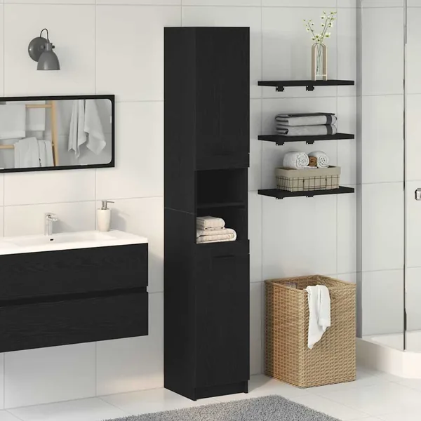 Armoire de salle de bain Chêne noir 32 x 34 x 188,5 cm