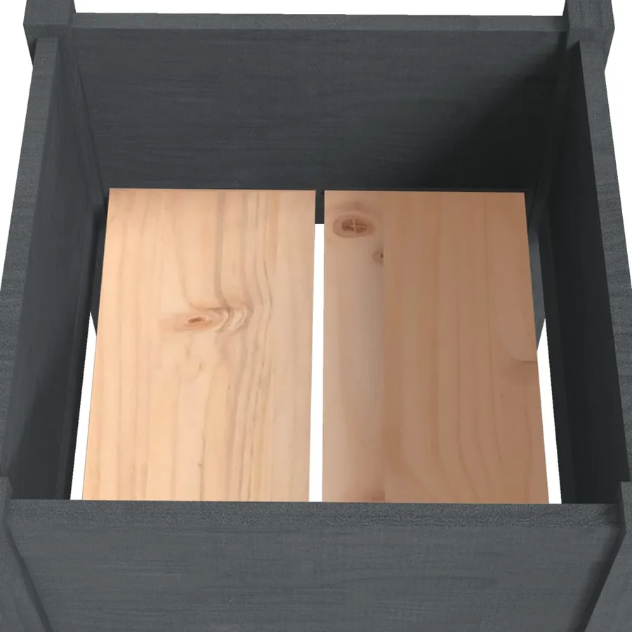 Jardinière d'extérieur Gris 40x40x70 cm Bois de pin massif - 5
