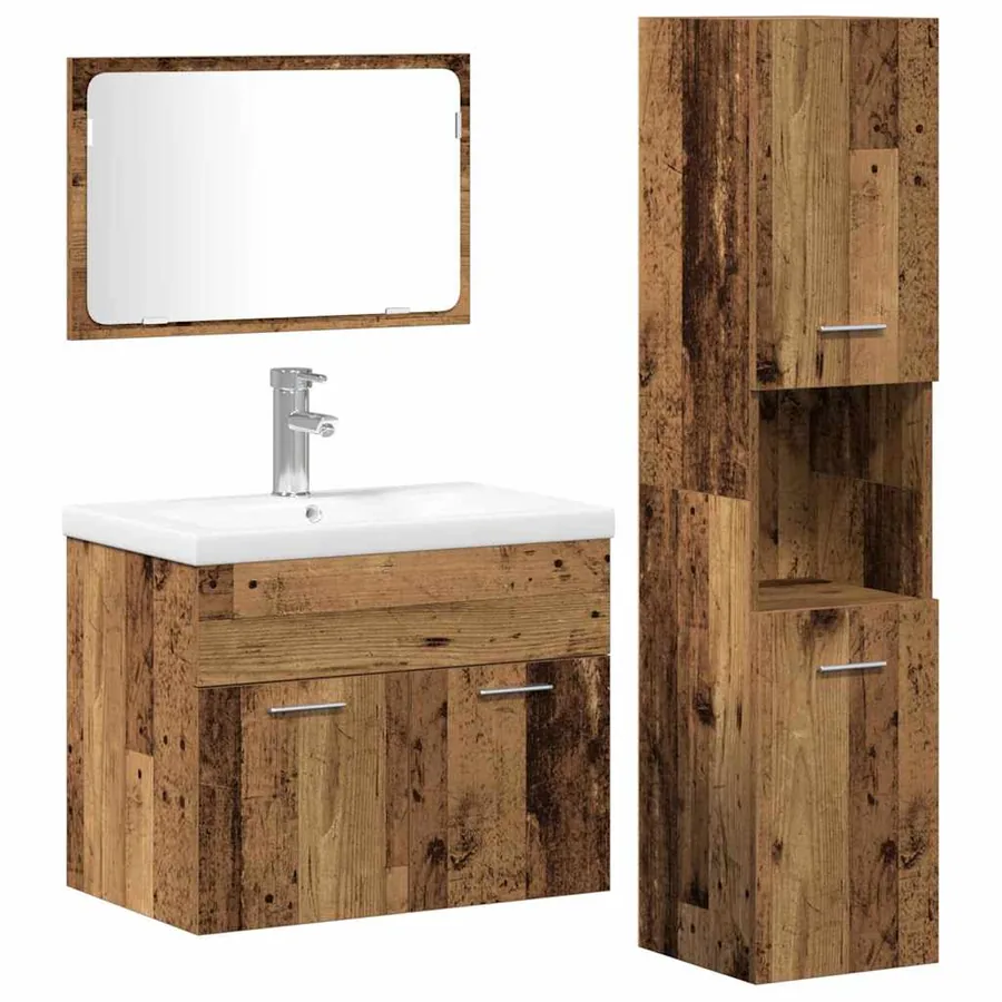 Ensemble de mobilier de salle de bain avec étagère 4 pcs Marron - 2