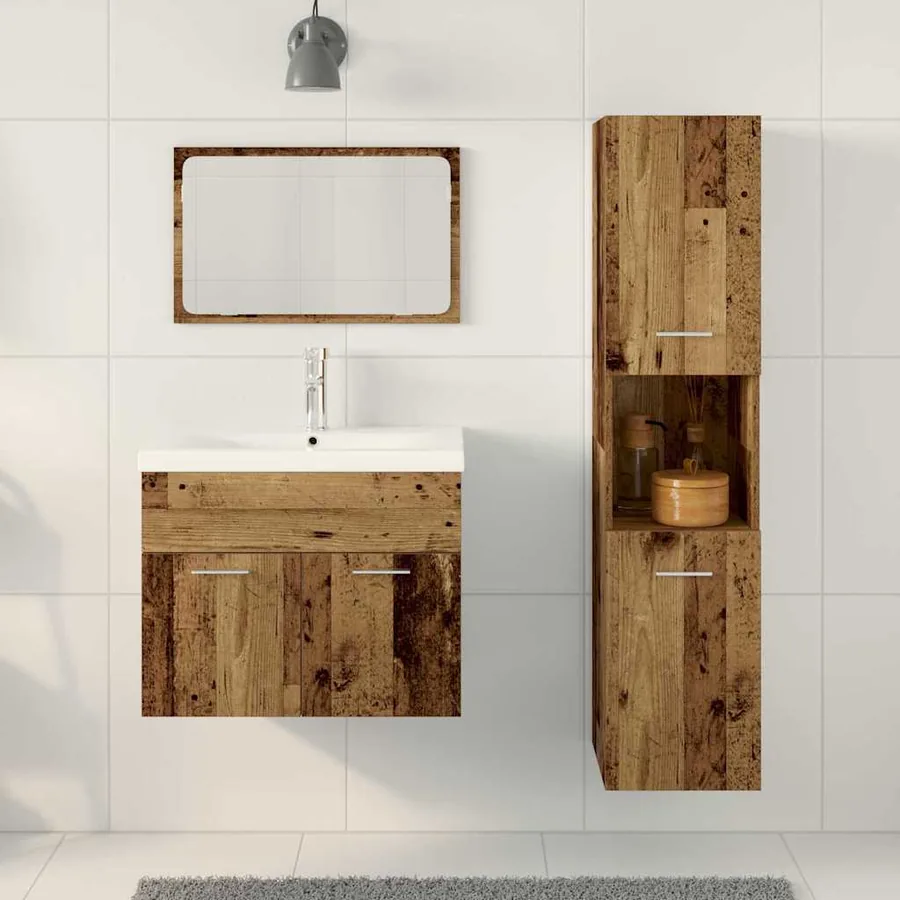 Ensemble de mobilier de salle de bain avec étagère 4 pcs Marron - 4