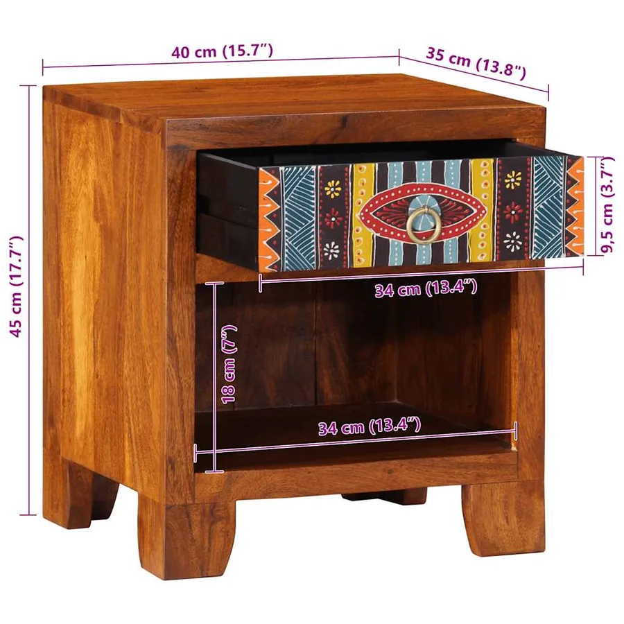 Table de chevet 40x35x45 cm bois d'acacia massif - 13