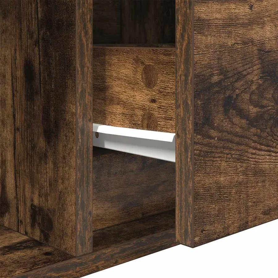 Meuble TV chêne fumé 100x31x25,5 cm bois d'ingénierie - 12