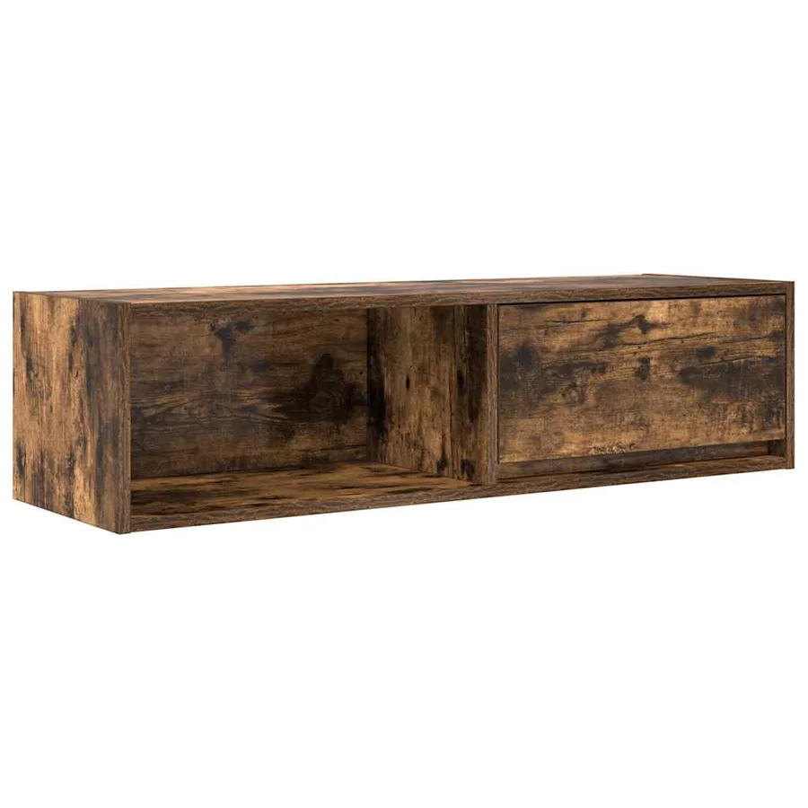 Meuble TV chêne fumé 100x31x25,5 cm bois d'ingénierie - 2