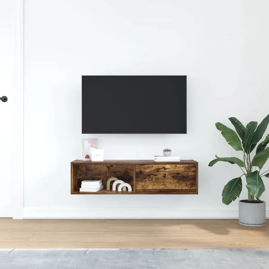 Meuble TV chêne fumé 100x31x25,5 cm bois d'ingénierie - 3