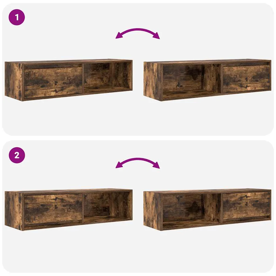 Meuble TV chêne fumé 100x31x25,5 cm bois d'ingénierie - 9