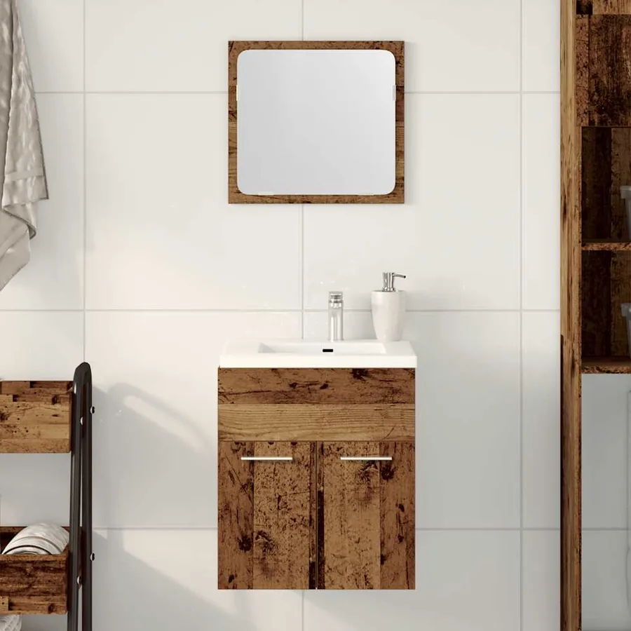 Ensemble de meubles salle de bain 2 pcs bois d'ingénierie