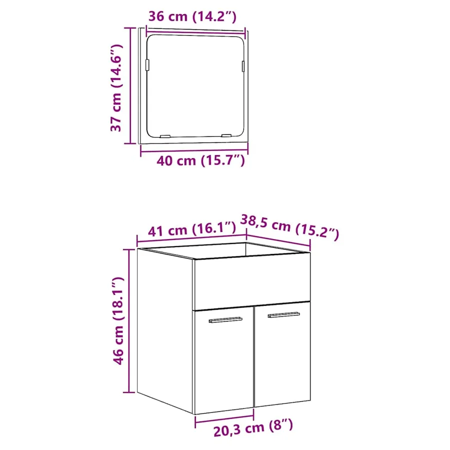 Ensemble de meubles salle de bain 2 pcs bois d'ingénierie - 12