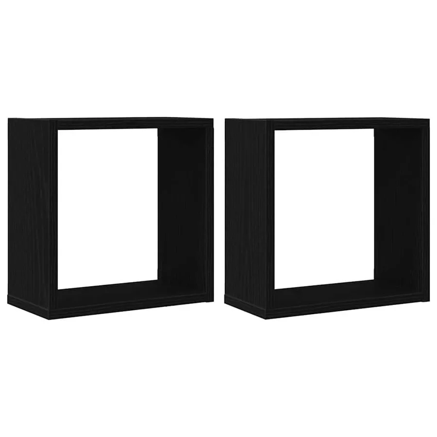 Étagères murales cubiques lot de 2 chêne noir 30 x 15 x 30 cm bois composite - 2