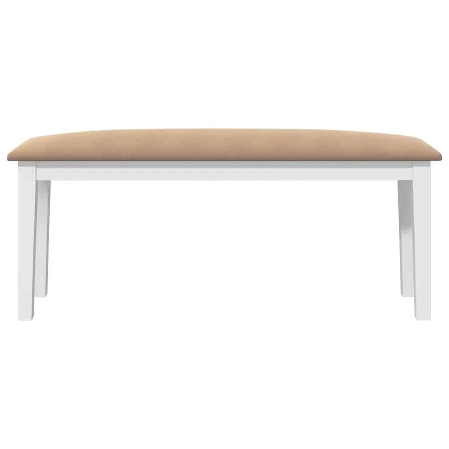 Banc 110 cm blanc bois massif caoutchouc - 4