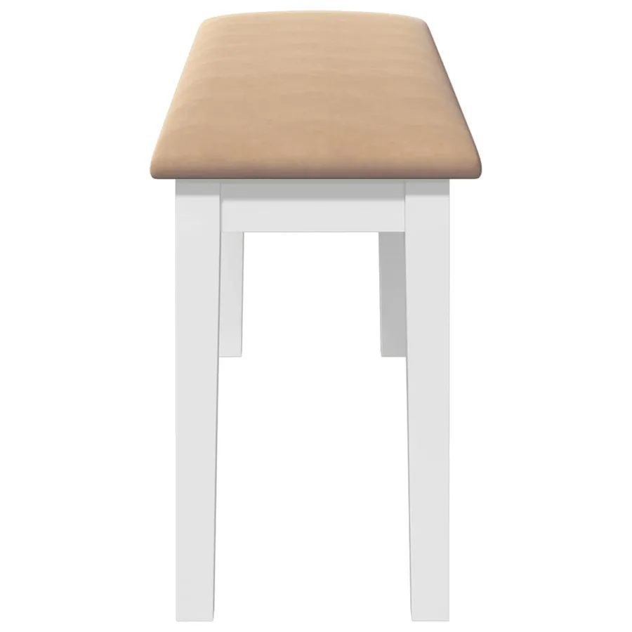 Banc 110 cm blanc bois massif caoutchouc - 5