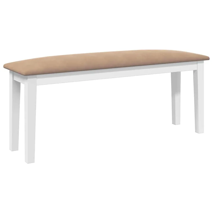 Banc 110 cm blanc bois massif caoutchouc - 6
