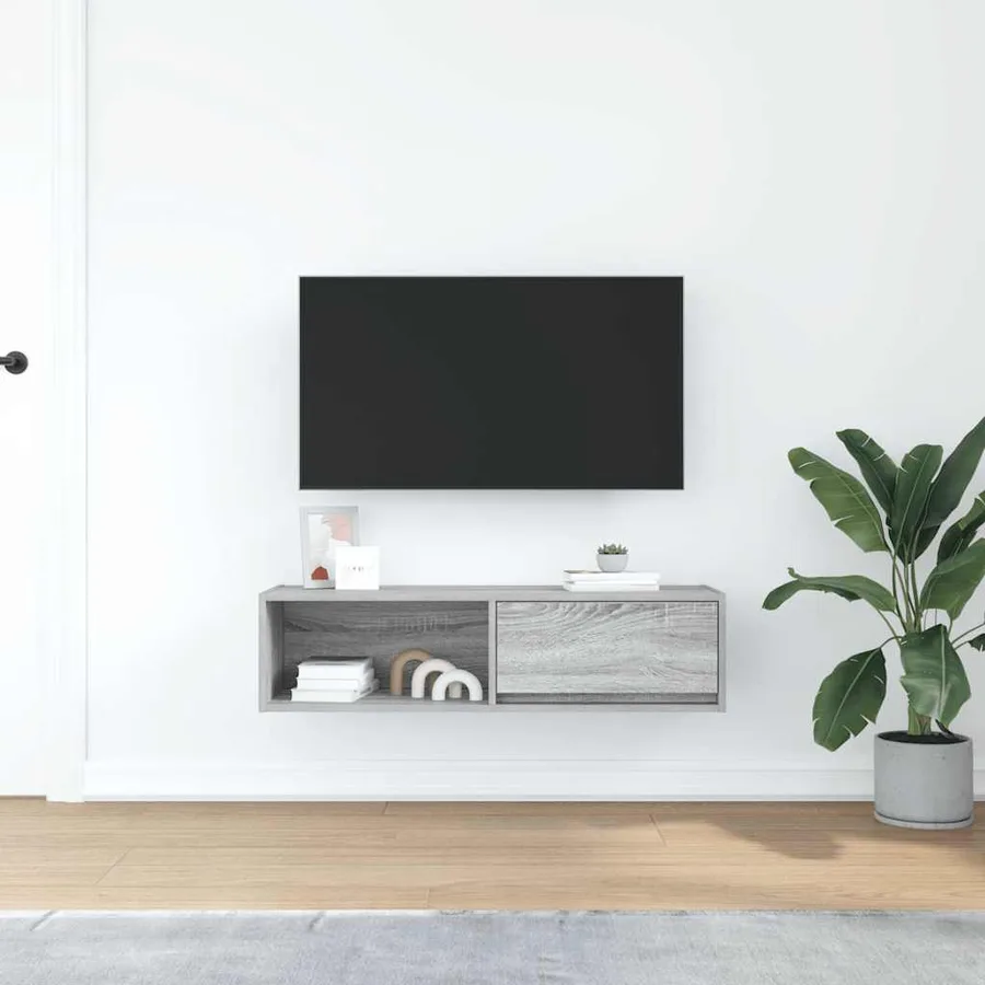 Meuble TV sonoma gris 100x31x25,5 cm bois d'ingénierie - 3
