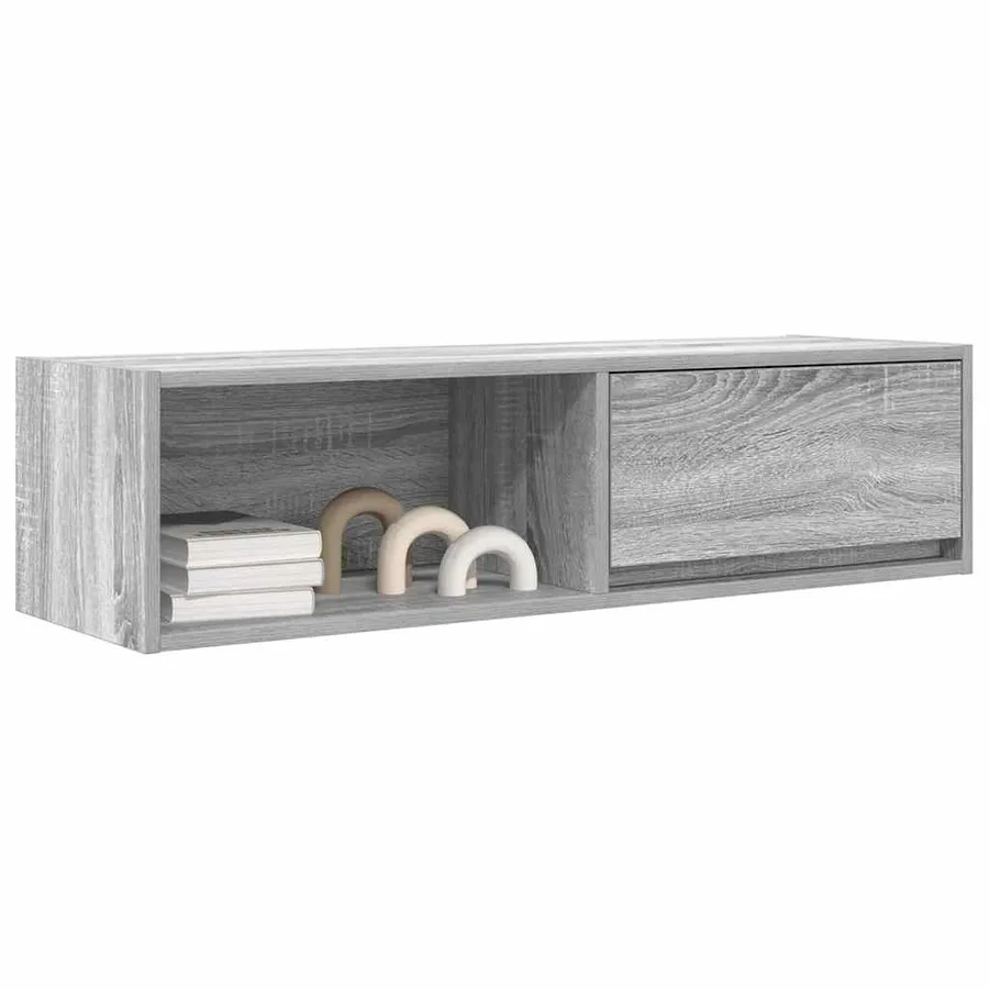 Meuble TV sonoma gris 100x31x25,5 cm bois d'ingénierie - 4