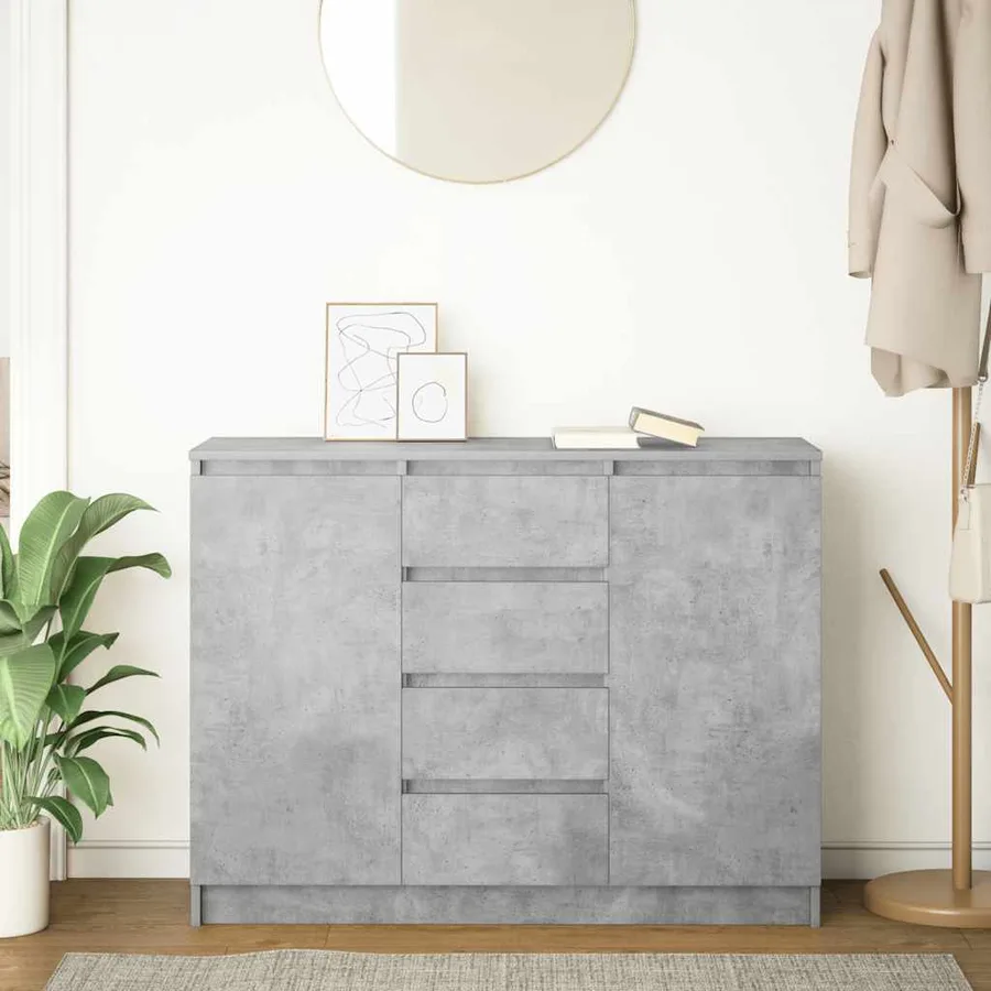 Buffet avec tiroirs gris béton 100,5x35x76 cm bois d'ingénierie - 3