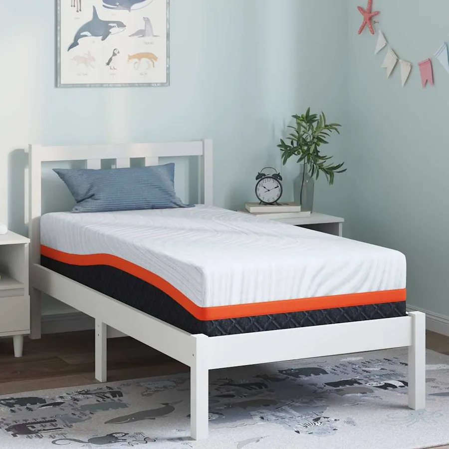 Matelas Blanc et Gris 80 x 160 cm Tissu jacquard