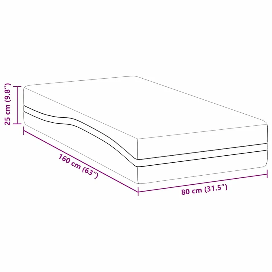 Matelas Blanc et Gris 80 x 160 cm Tissu jacquard - 11